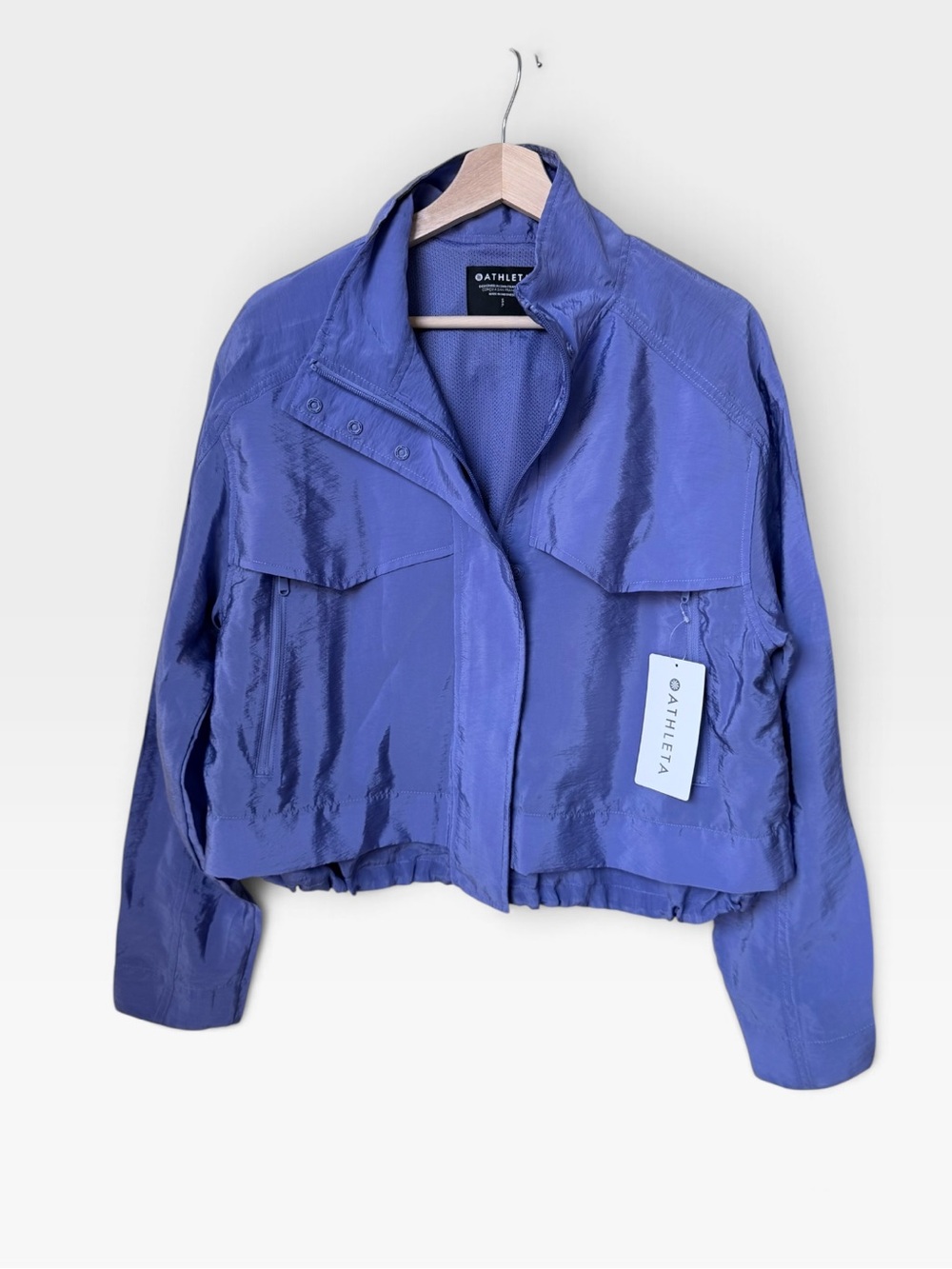 NWT Athleta Arrival Windbreaker Bomber Jacket in Adonis Blue, size S